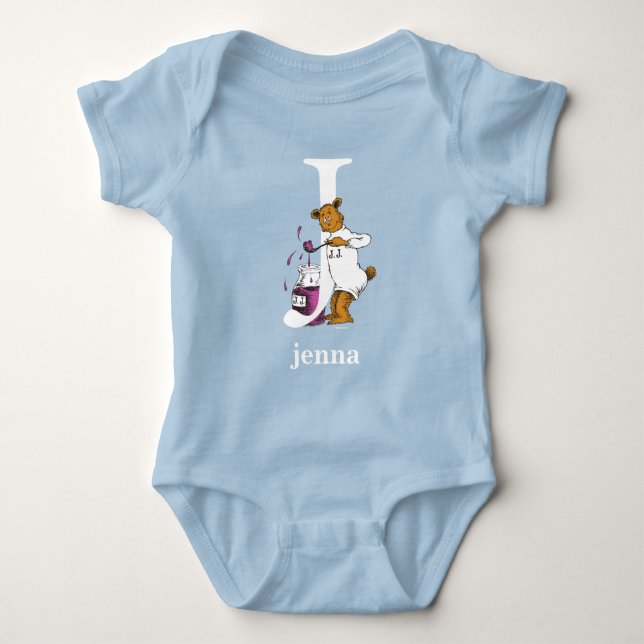 Dr. Seuss's ABC: Letter J - White | Add Your Name Baby Bodysuit (Front)