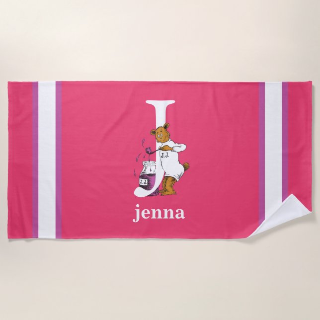 Dr. Seuss's ABC: Letter J - White | Add Your Name Beach Towel (Front)