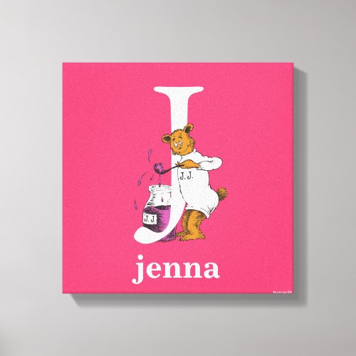 Dr Seusss ABC Letter J _ White  Add Your Name Canvas Print