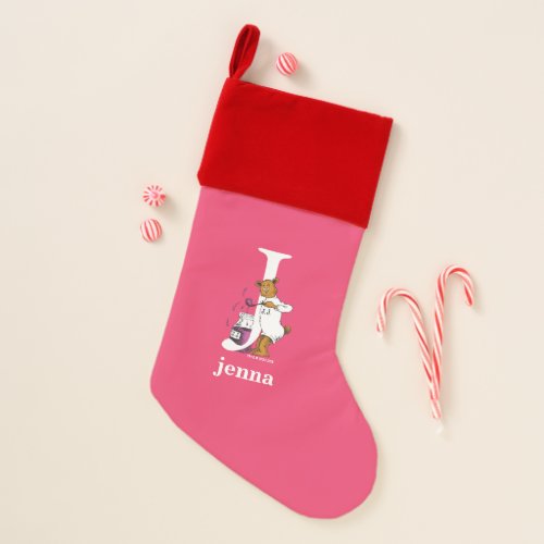 Dr Seusss ABC Letter J _ White  Add Your Name Christmas Stocking