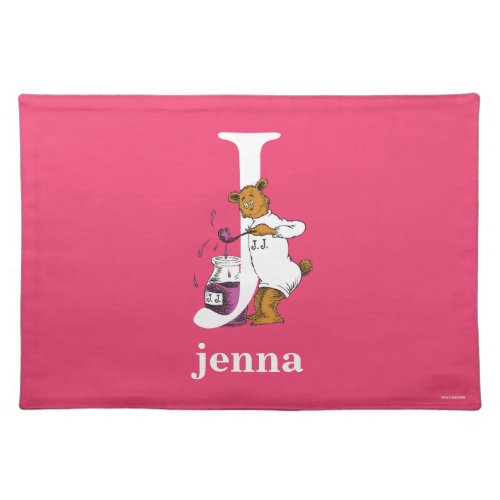 Dr Seusss ABC Letter J _ White  Add Your Name Cloth Placemat
