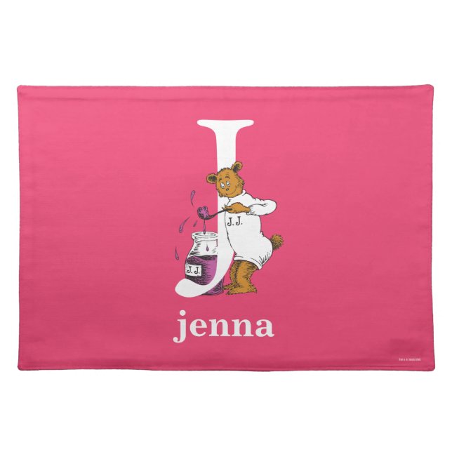 Dr. Seuss's ABC: Letter J - White | Add Your Name Cloth Placemat (Front)