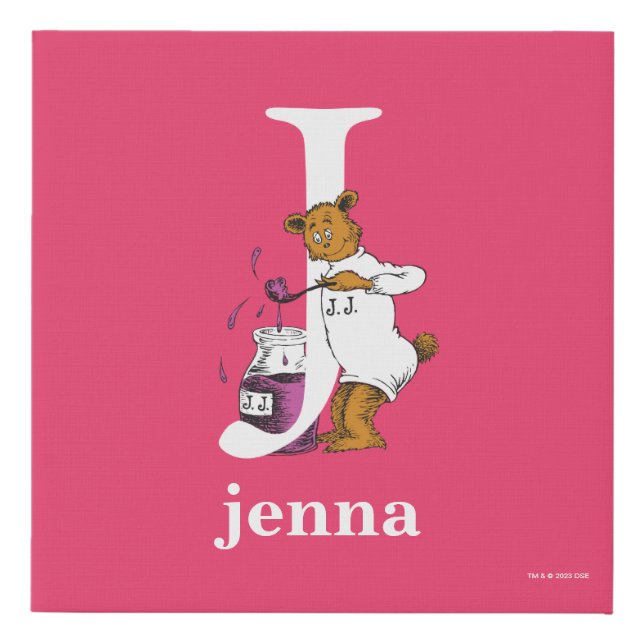 Dr. Seuss's ABC: Letter J - White | Add Your Name Faux Canvas Print (Front)
