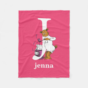Dr. Seuss's ABC: Letter J - White Add Your Name Fleece Blanket