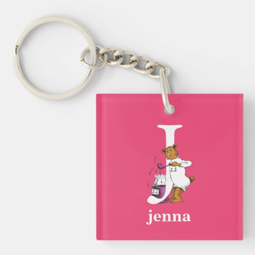 Dr Seusss ABC Letter J _ White  Add Your Name Keychain