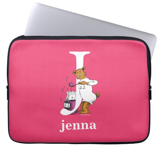 Dr. Seuss's ABC: Letter J - White | Add Your Name Laptop Sleeve (Front)