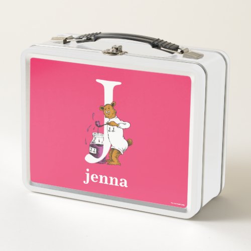 Dr Seusss ABC Letter J _ White  Add Your Name Metal Lunch Box