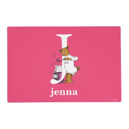 Dr Seusss ABC Letter J _ White  Add Your Name Placemat