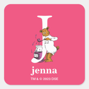 Dr. Seuss's ABC: Letter J - White Add Your Name Square Sticker