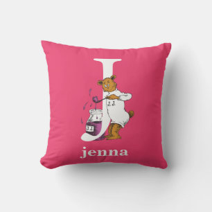 Dr. Seuss's ABC: Letter J - White Add Your Name Throw Pillow