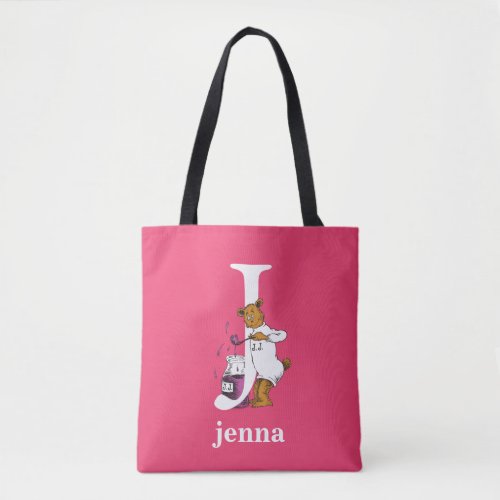 Dr Seusss ABC Letter J _ White  Add Your Name Tote Bag
