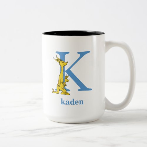 Dr Seusss ABC Letter K _ Blue  Add Your Name Two_Tone Coffee Mug