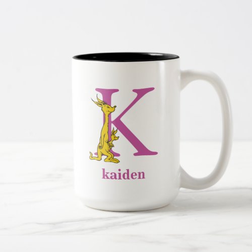 Dr Seusss ABC Letter K _ Purple  Add Your Name Two_Tone Coffee Mug