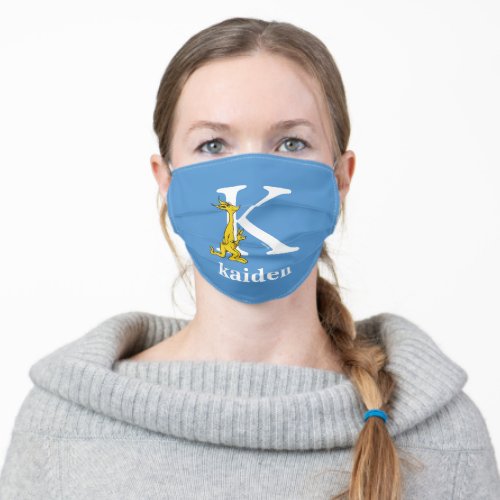 Dr Seusss ABC Letter K _ White  Add Your Name Adult Cloth Face Mask