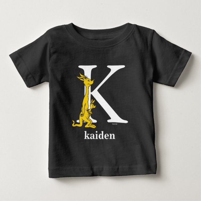 Dr. Seuss's ABC: Letter K - White | Add Your Name Baby T-Shirt (Front)
