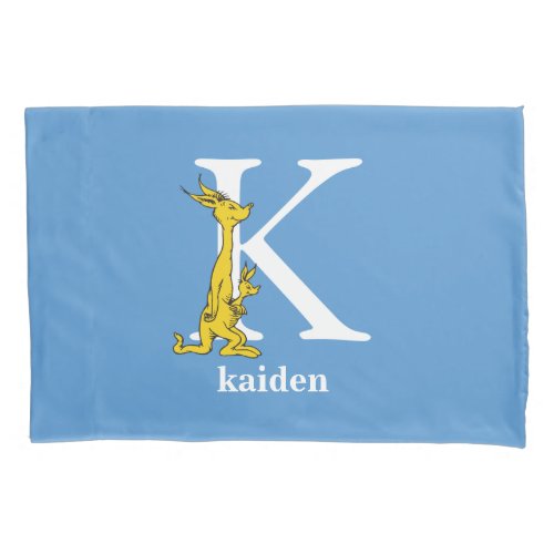 Dr Seusss ABC Letter K _ White  Add Your Name Pillow Case