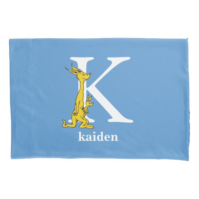 Dr. Seuss's ABC: Letter K - White | Add Your Name Pillow Case (Front)