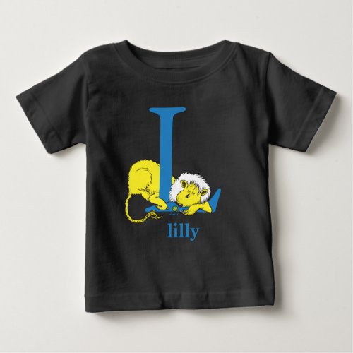 Dr Seusss ABC Letter L _ Blue  Add Your Name Baby T_Shirt