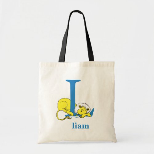 Dr Seusss ABC Letter L _ Blue  Add Your Name Tote Bag