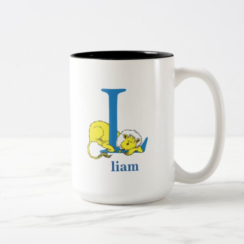 Dr Seusss ABC Letter L _ Blue  Add Your Name Two_Tone Coffee Mug