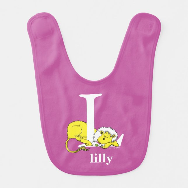 Dr. Seuss's ABC: Letter L - White | Add Your Name Baby Bib (Front)