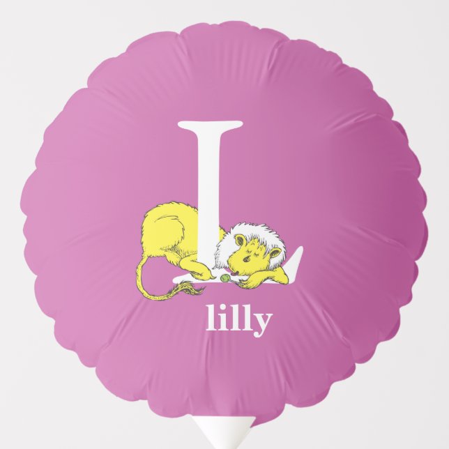 Dr. Seuss's ABC: Letter L - White | Add Your Name Balloon (Front)