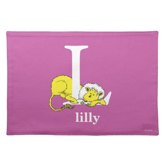 Dr. Seuss's ABC: Letter L - White | Add Your Name Cloth Placemat (Front)