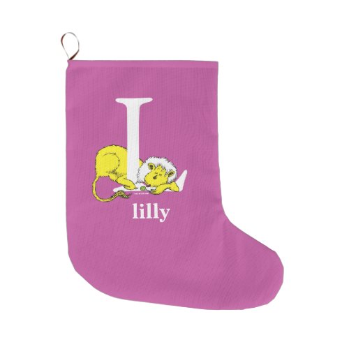 Dr Seusss ABC Letter L _ White  Add Your Name Large Christmas Stocking