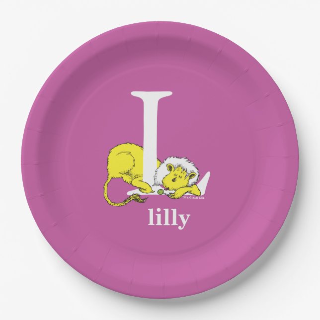 Dr. Seuss's ABC: Letter L - White | Add Your Name Paper Plates (Front)