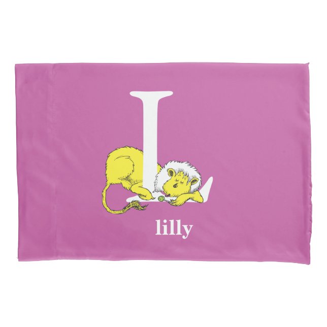Dr. Seuss's ABC: Letter L - White | Add Your Name Pillowcase (Front)