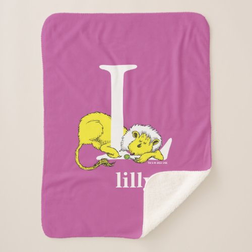 Dr Seusss ABC Letter L _ White  Add Your Name Sherpa Blanket