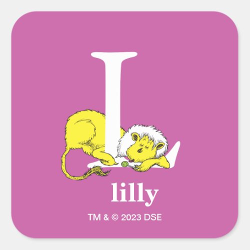 Dr Seusss ABC Letter L _ White  Add Your Name Square Sticker