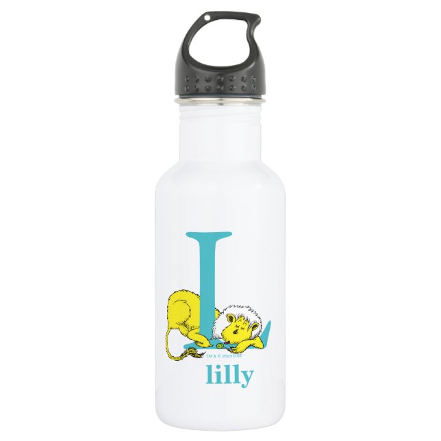 Dr. Seuss's ABC: Letter L - White | Add Your Name Stainless Steel Water Bottle (Front)