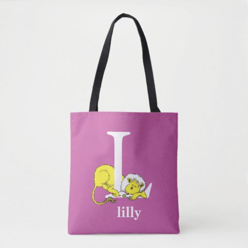 Dr Seusss ABC Letter L _ White  Add Your Name Tote Bag
