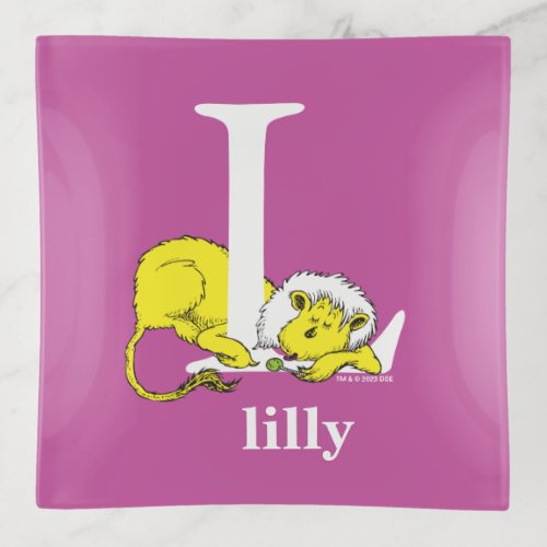 Dr Seusss ABC Letter L _ White  Add Your Name Trinket Tray
