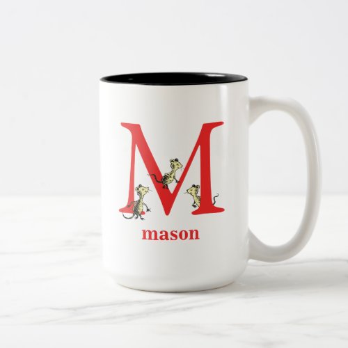 Dr Seusss ABC Letter M _ Red  Add Your Name Two_Tone Coffee Mug