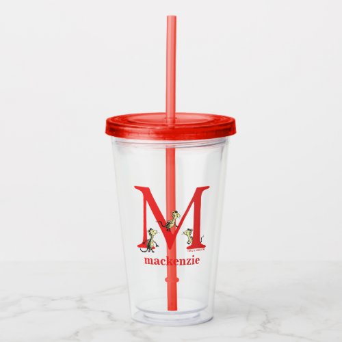 Dr Seusss ABC Letter M _ White  Add Your Name Acrylic Tumbler