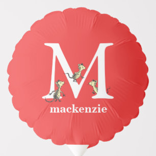 Dr. Seuss's ABC: Letter M - White Add Your Name Balloon