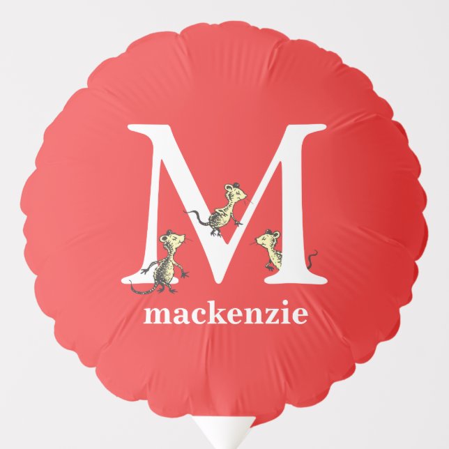 Dr. Seuss's ABC: Letter M - White | Add Your Name Balloon (Front)