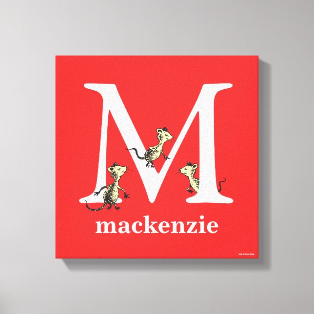 Dr. Seuss's ABC: Letter M - White | Add Your Name Canvas Print (Front)