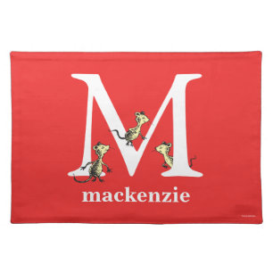 Dr. Seuss's ABC: Letter M - White   Add Your Name Cloth Placemat
