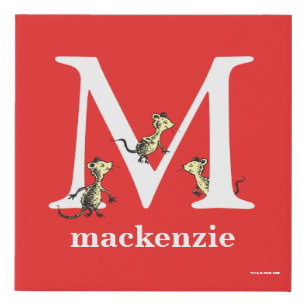 Dr. Seuss's ABC: Letter M - White Add Your Name Faux Canvas Print