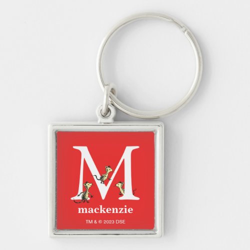 Dr Seusss ABC Letter M _ White  Add Your Name Keychain