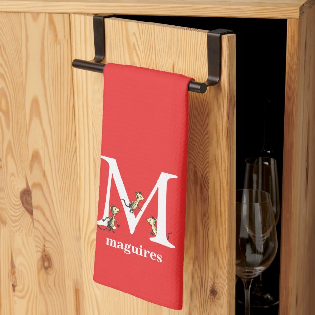Dr. Seuss's ABC: Letter M - White | Add Your Name Kitchen Towel (Thirds Fold)
