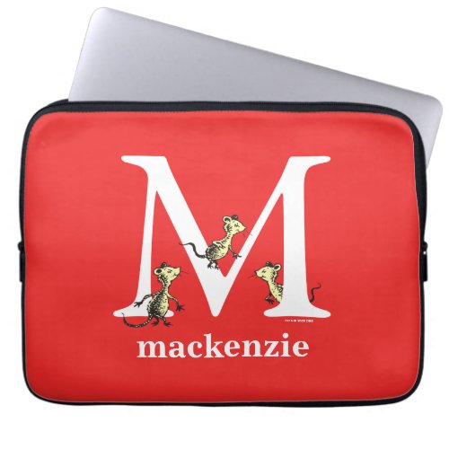 Dr Seusss ABC Letter M _ White  Add Your Name Laptop Sleeve