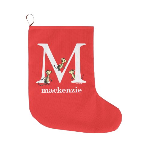 Dr Seusss ABC Letter M _ White  Add Your Name Large Christmas Stocking