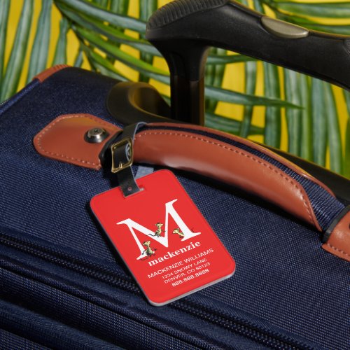 Dr Seusss ABC Letter M _ White  Add Your Name Luggage Tag