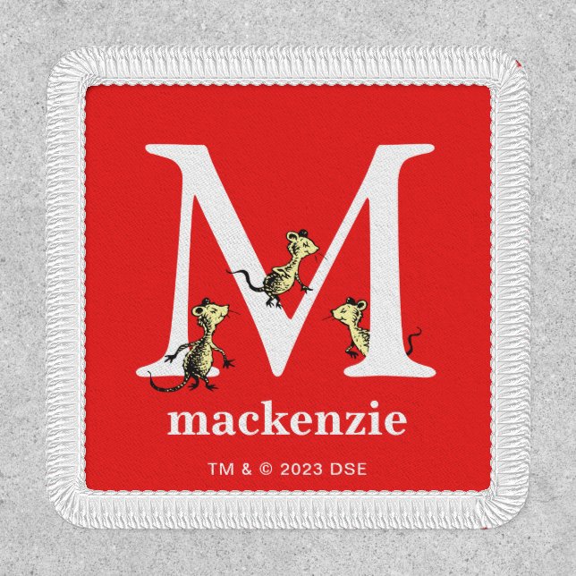Dr. Seuss's ABC: Letter M - White | Add Your Name Patch (Front)