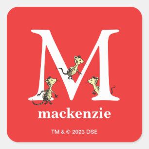 Dr. Seuss's ABC: Letter M - White Add Your Name Square Sticker