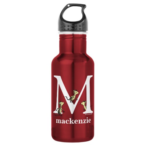 Dr Seusss ABC Letter M _ White  Add Your Name Stainless Steel Water Bottle